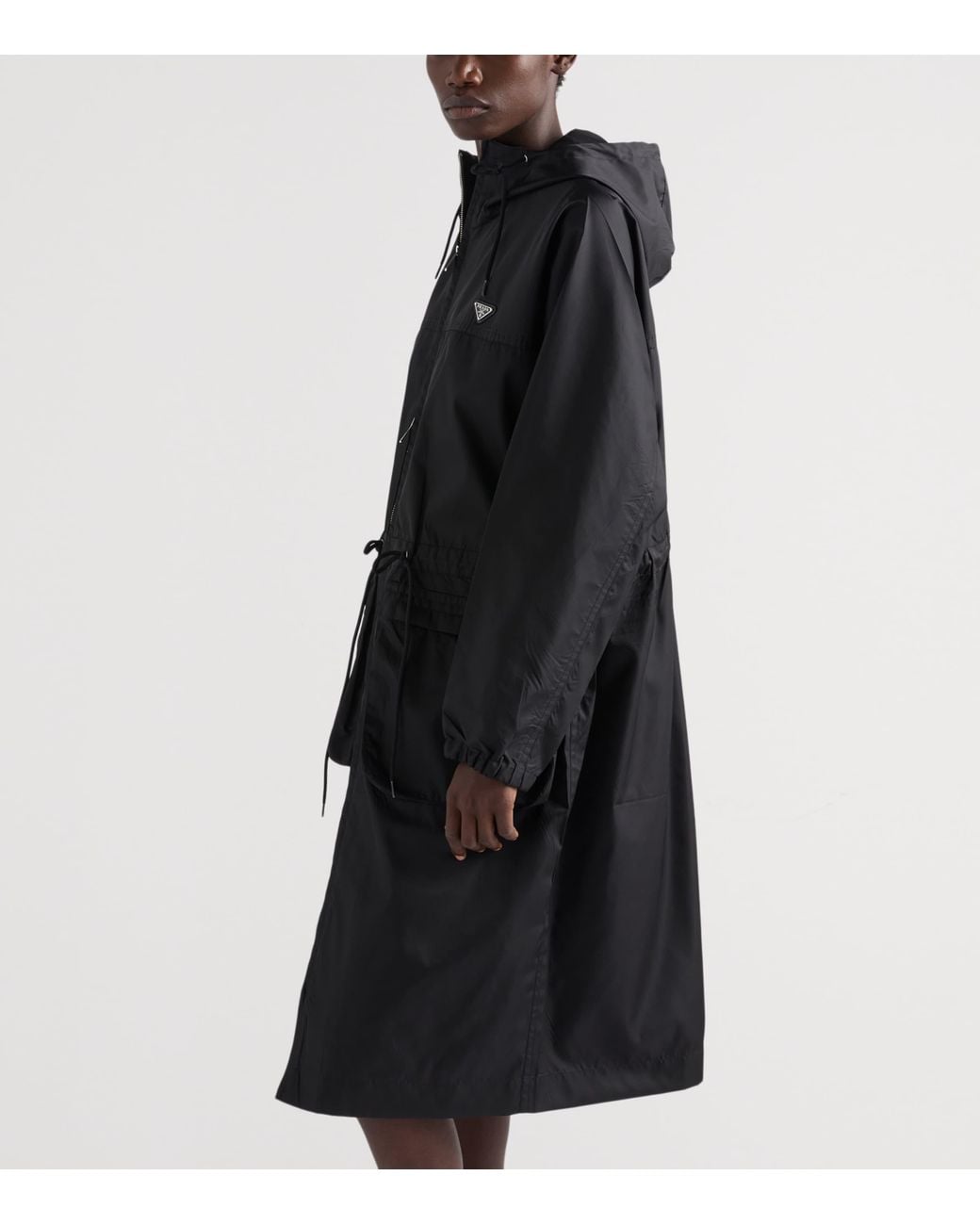 Prada Black Re-Nylon Longline Rain Jacket