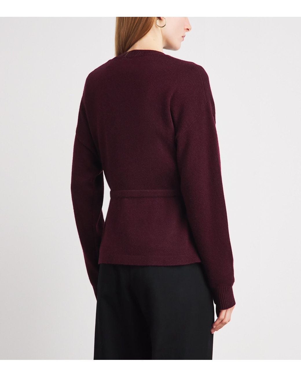 Allude Purple Wool-Cashmere Belted Cardigan