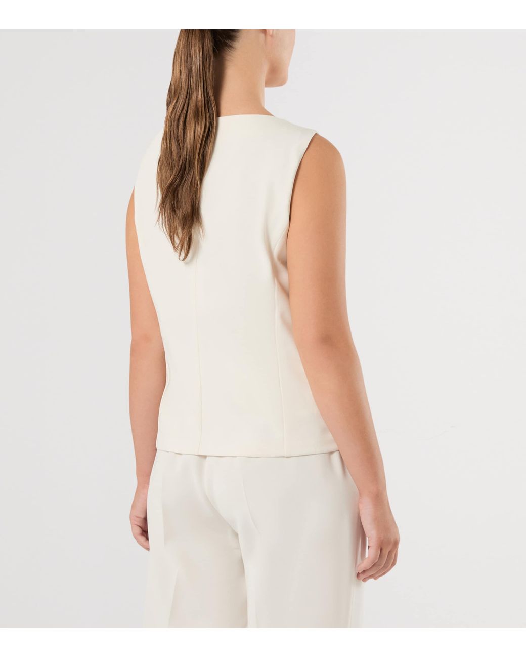 Marina Rinaldi Natural Scoop-Neck Waistcoat Top