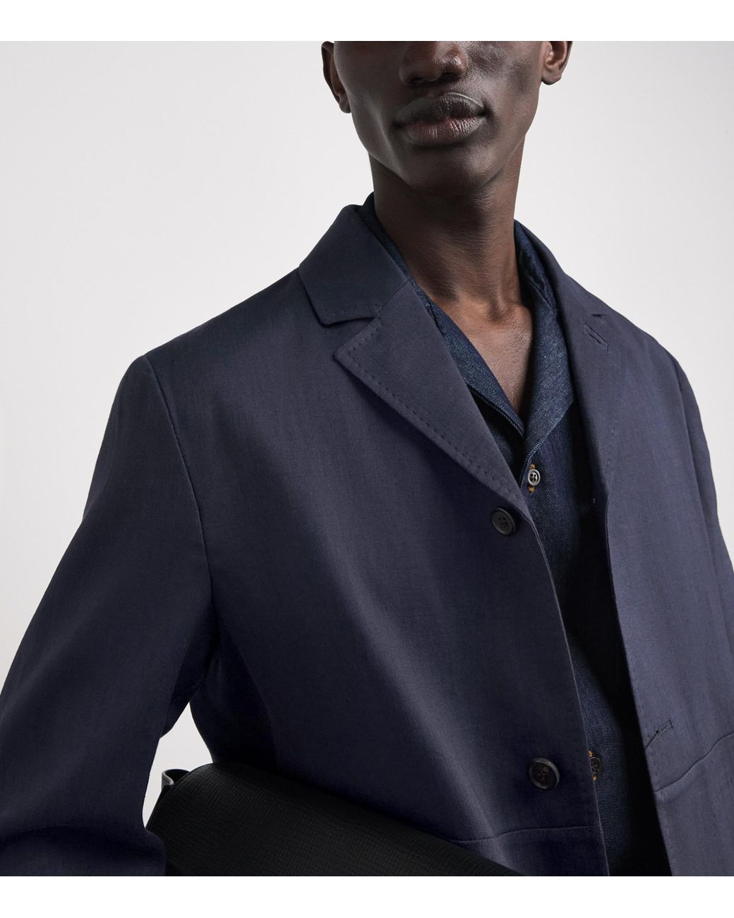 Corneliani Blue Linen-Wool Overshirt for men