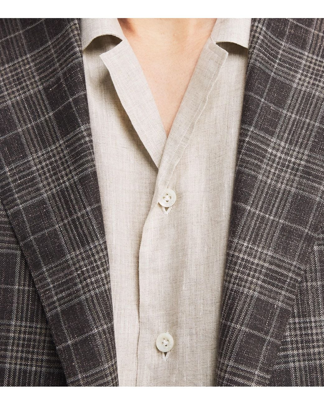 Isaia White Linen Camp-Collar Shirt for men