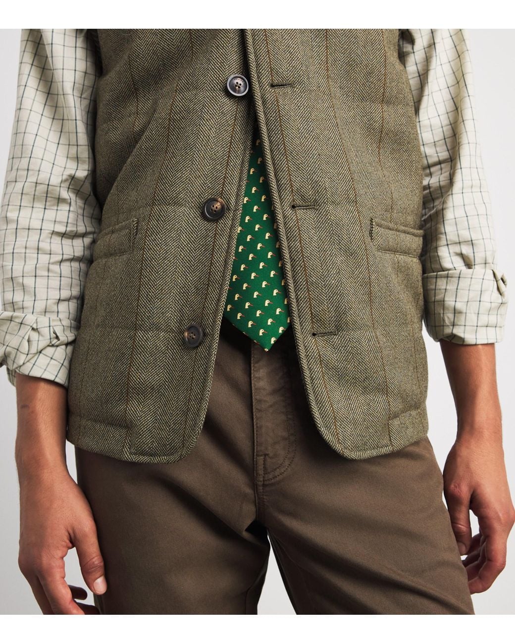 James Purdey & Sons Green Silk Dapper Duck Tie for men