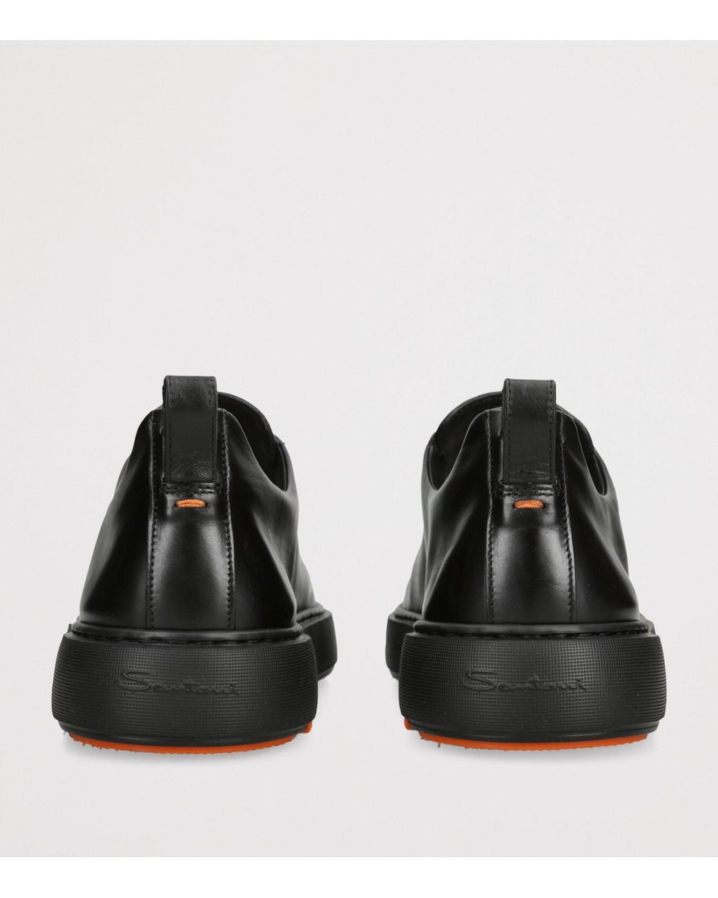 Santoni Black Leather Clean Icon Sneakers for men