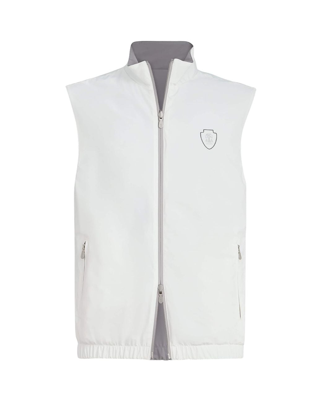 Brunello Cucinelli White Water-Resistant Crest Reversible Gilet for men