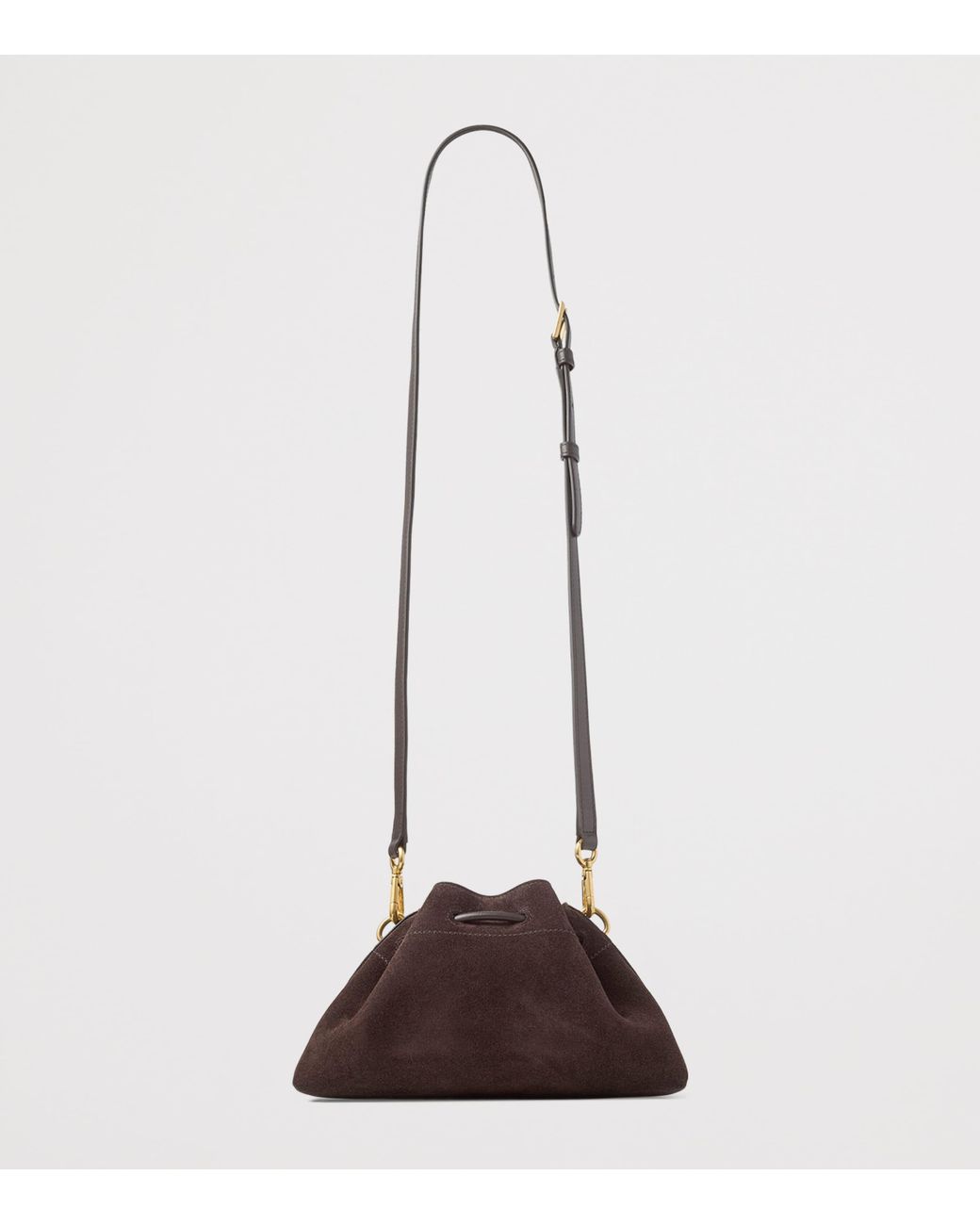 Jimmy Choo Brown Small Suede Cinch Shoulder Bag