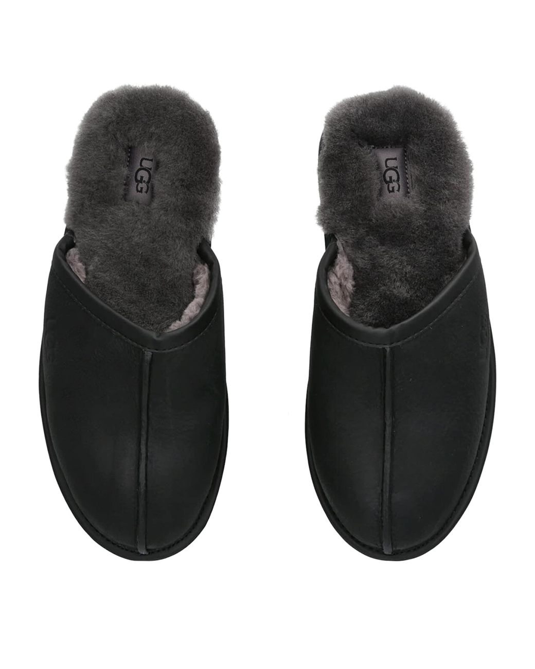 Ugg Black Scuff Grained Leather Slipper for men