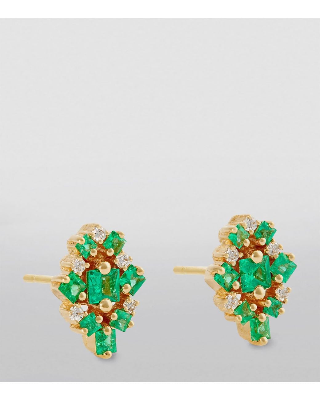 Suzanne Kalan Green Diamond And Emerald La Fantaisie Stud Earrings