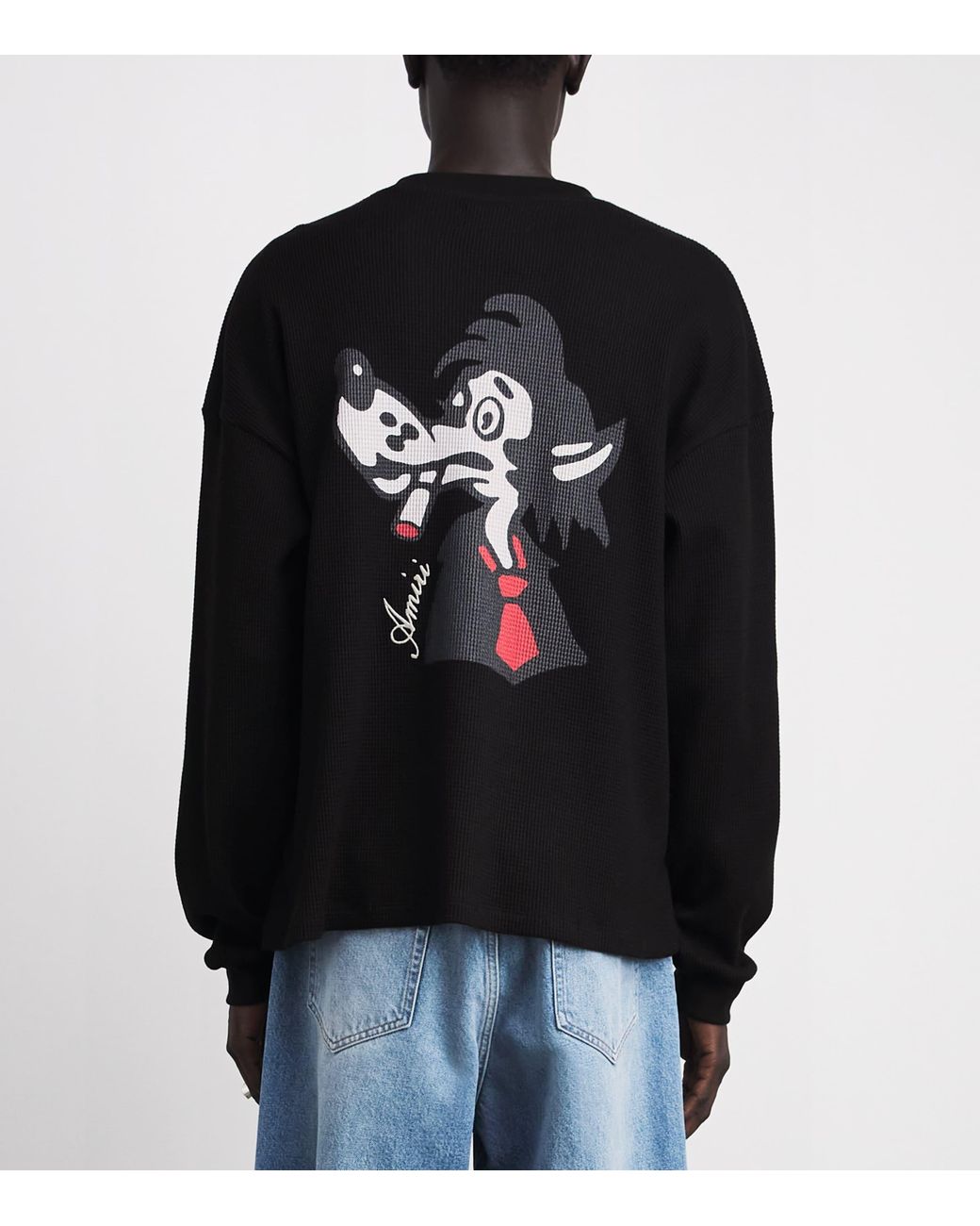 Amiri Black Cotton Smoking Wolf Long-Sleeve T-Shirt for men