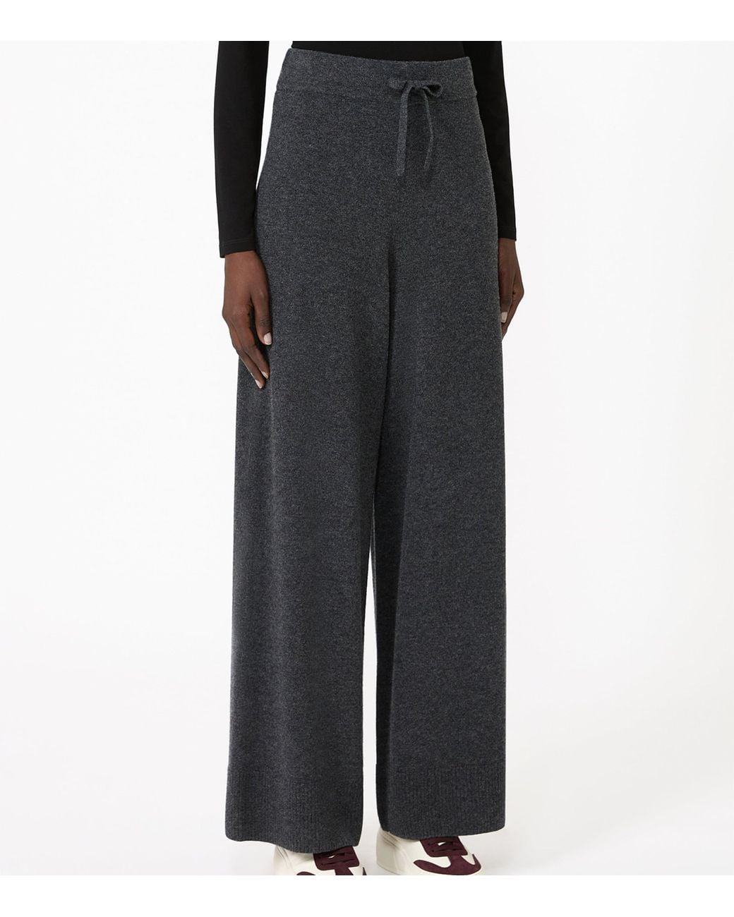 Weekend by Maxmara Gray Wool-Cashmere Drawstring Trousers