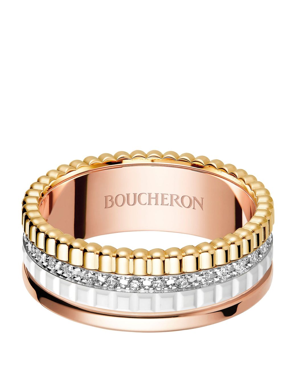 Boucheron Metallic Small Mixed And Diamond Quatre Edition Ring