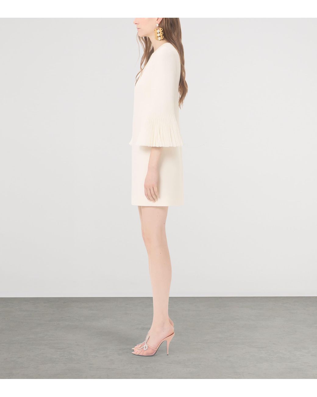 Valentino Natural Silk-Wool Ruffle Mini Dress