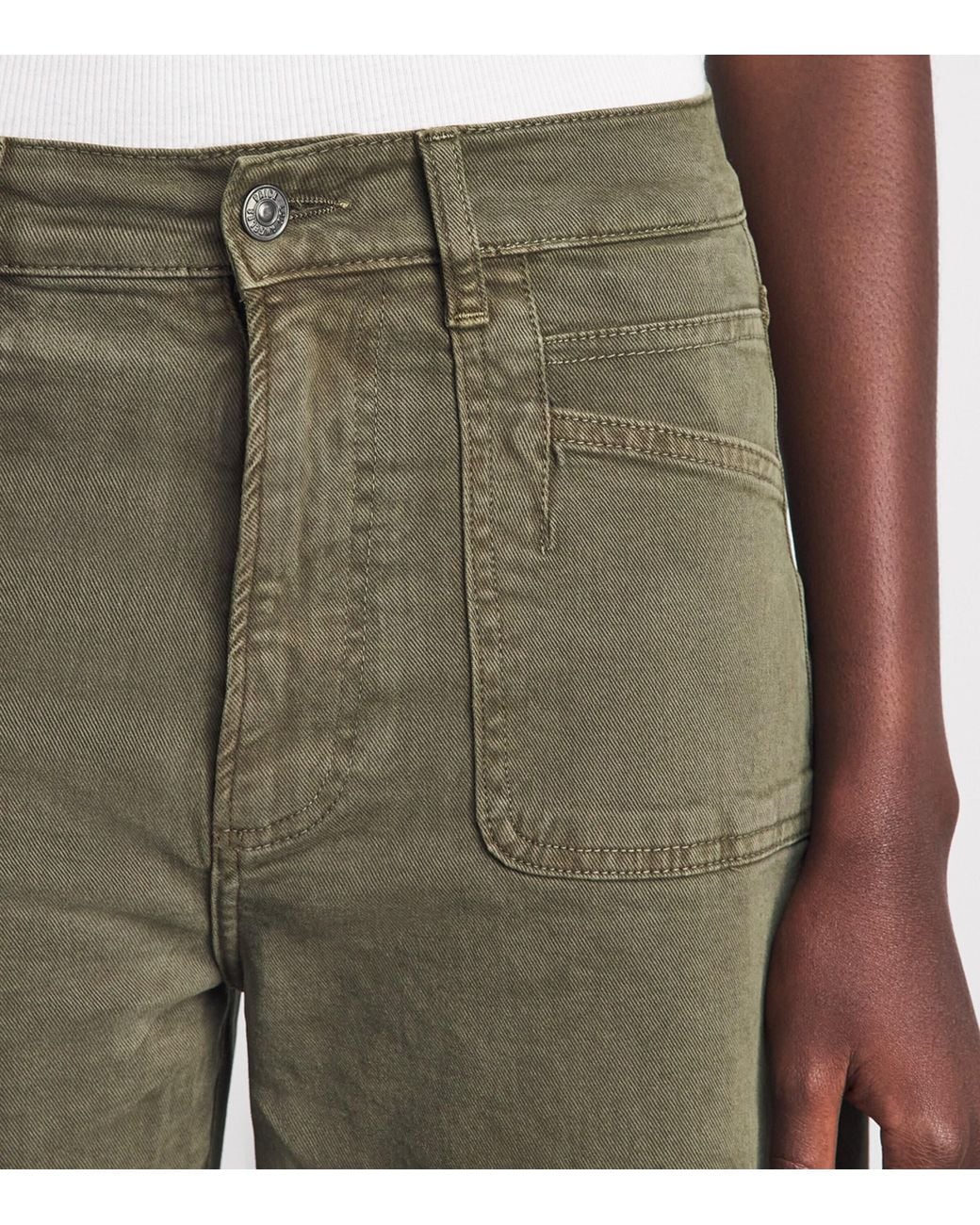 PAIGE Green Stretch-Denim Arellia Skimmer Jeans