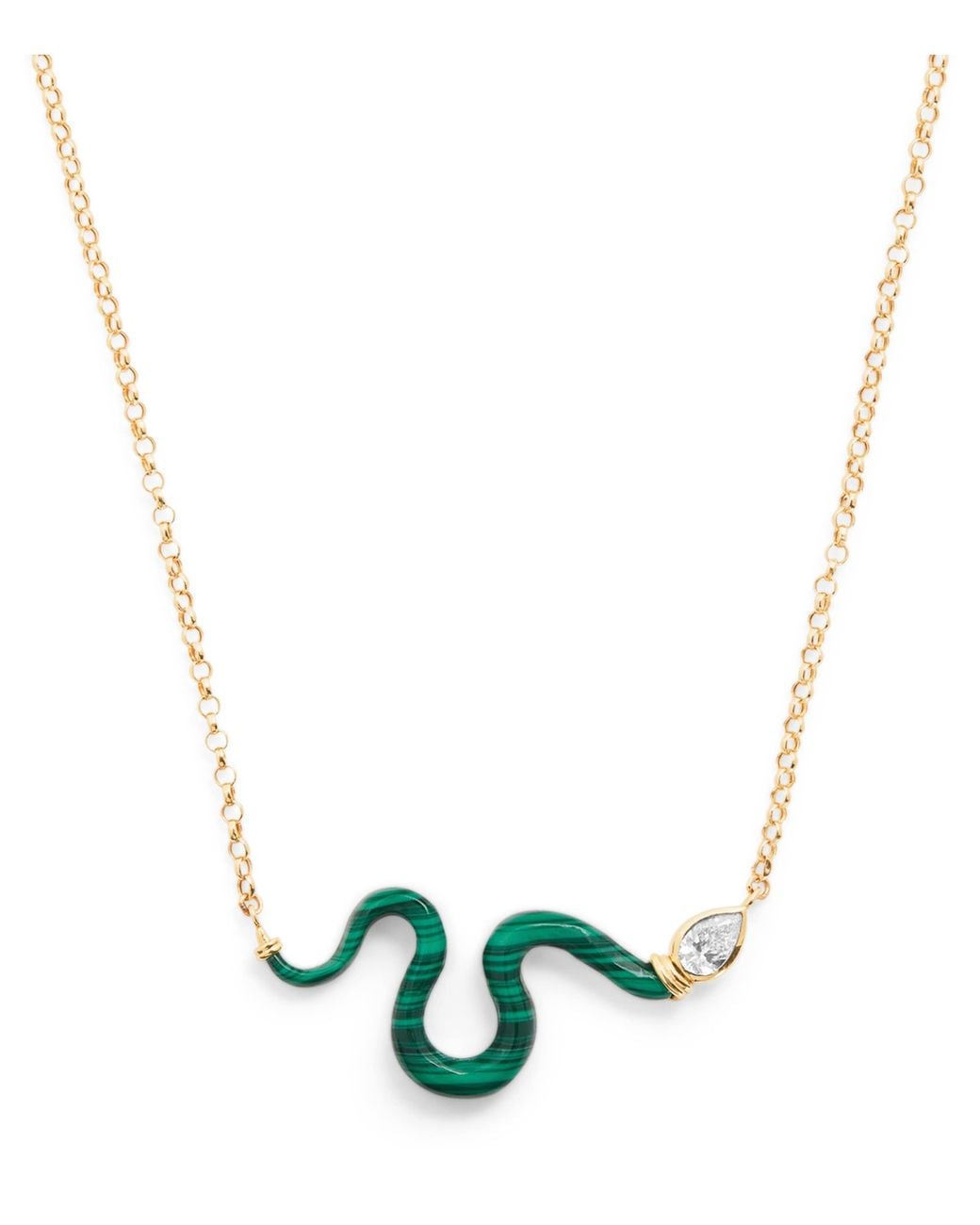 L'Atelier Nawbar Green Large, Diamond And Malachite N*93 Boa Necklace