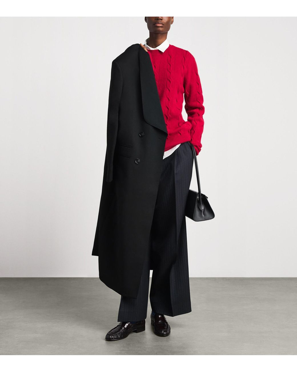AMI Red Wool Cable-Knit Sweater