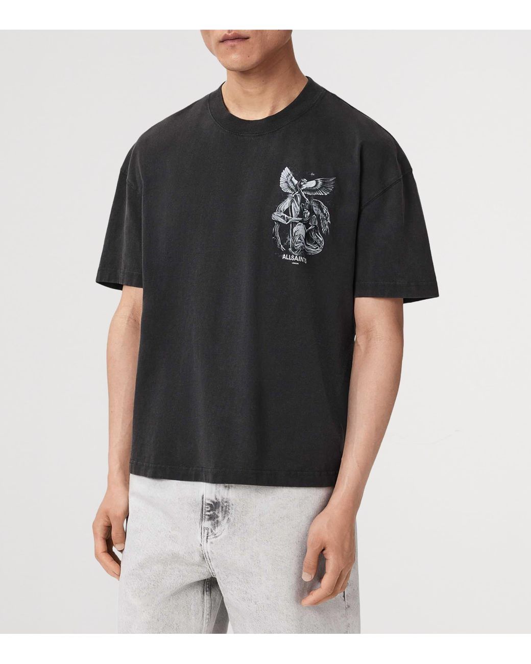 AllSaints Black Angel-Print Seraph T-Shirt for men