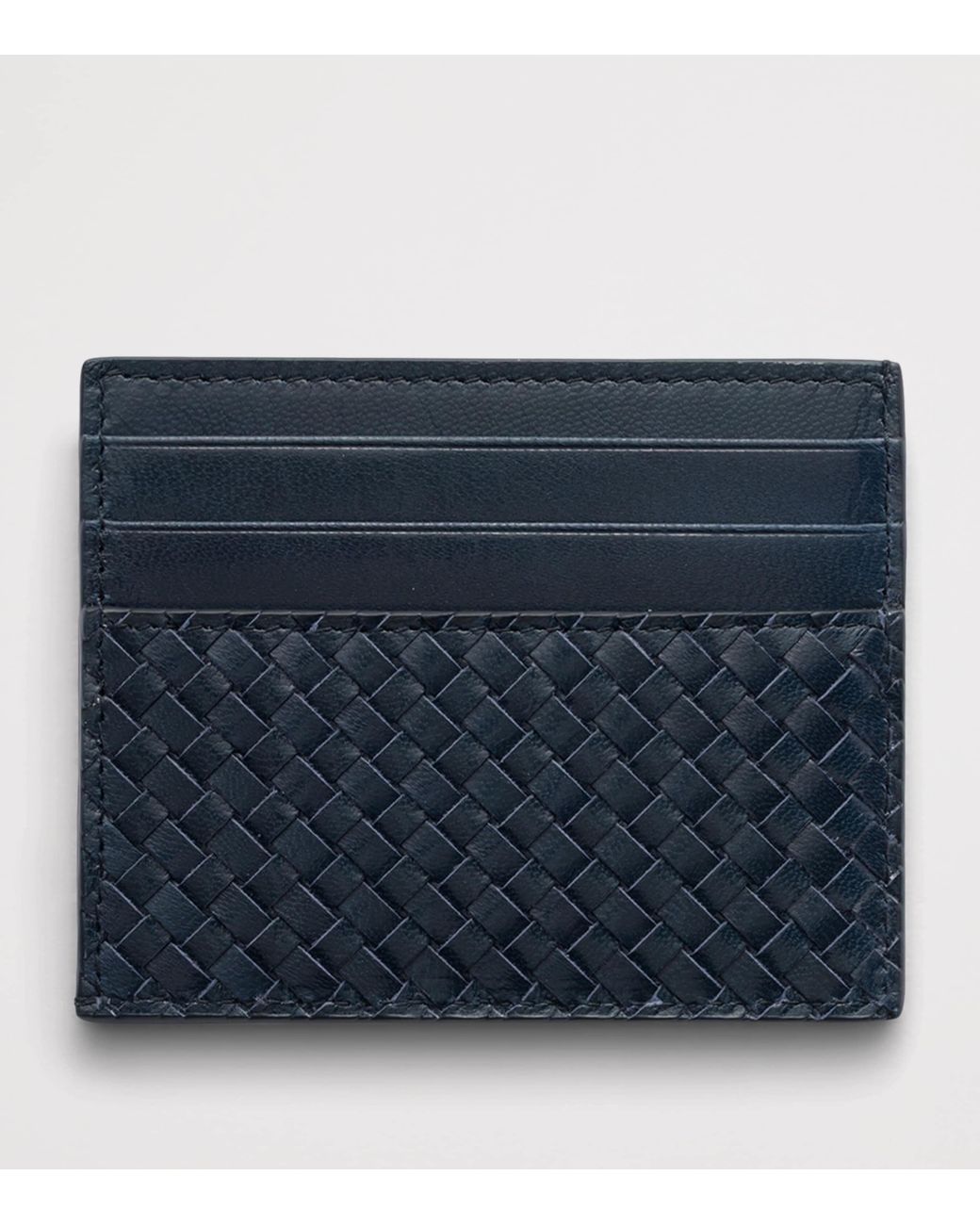 Prada Blue Leather Woven Card Holder for men
