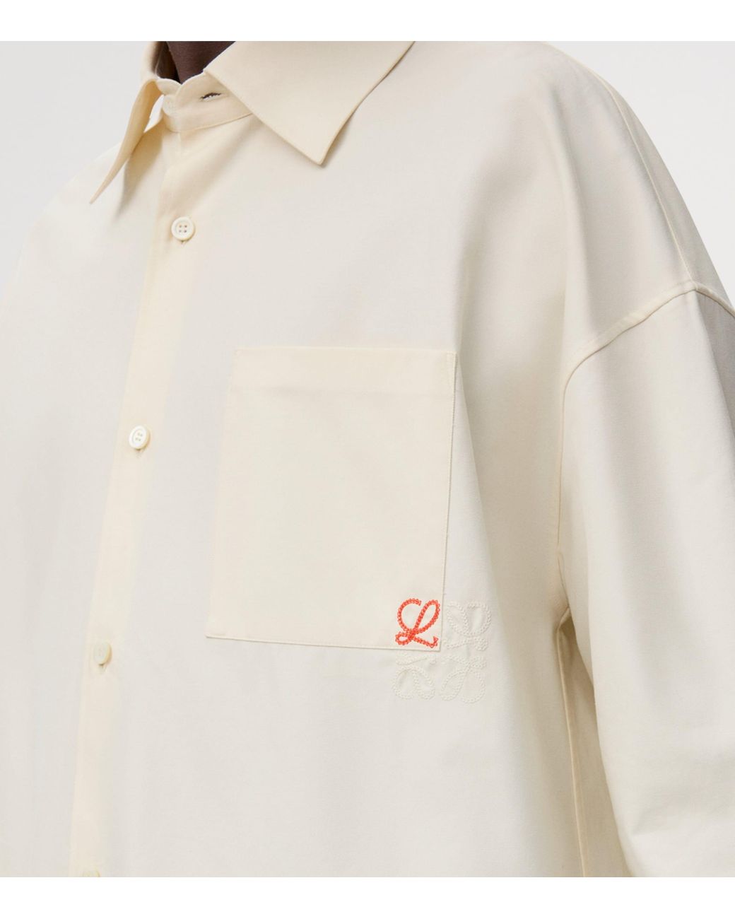Loewe Natural Cotton Shirt With An Embroidered Anagram Logo for men