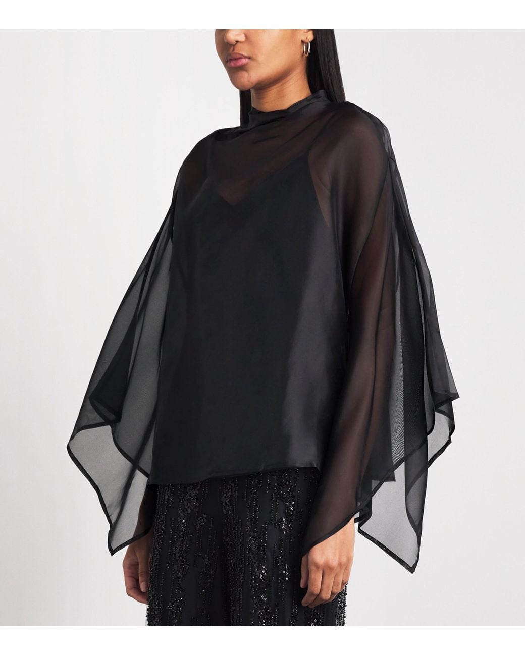 Staud Black Silk Fia Top