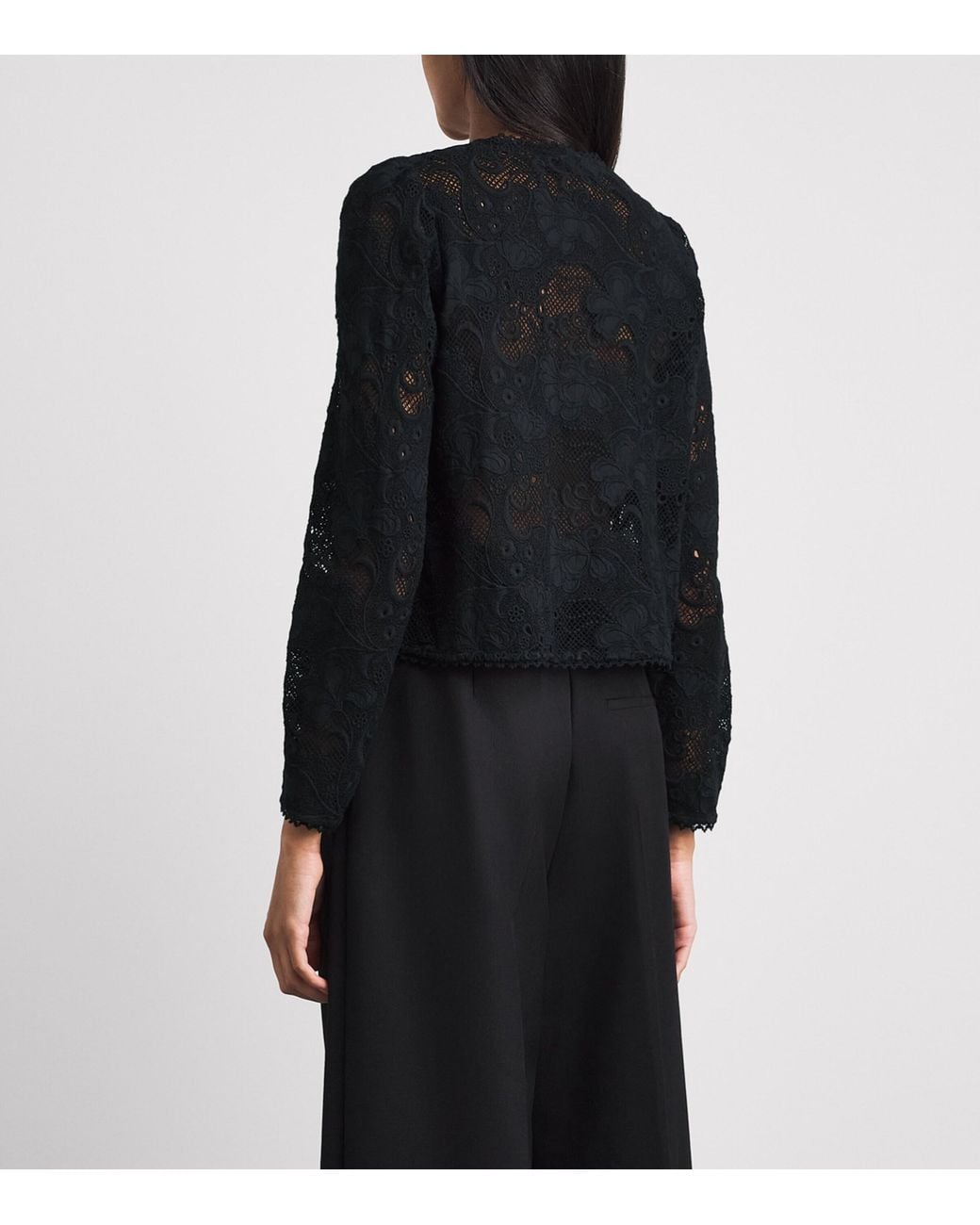 ME+EM Black Guipure Lace Cropped Jacket