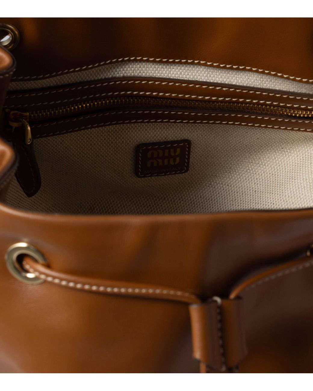 Miu Miu Brown Leather Backpack Medium