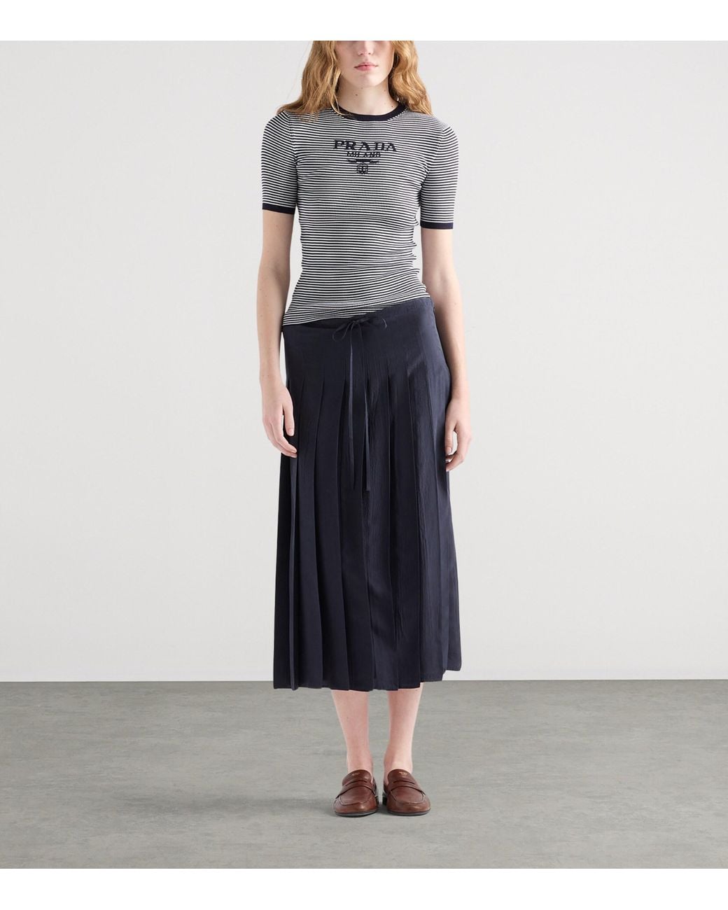 Prada Blue Silk Cropped Logo Sweater
