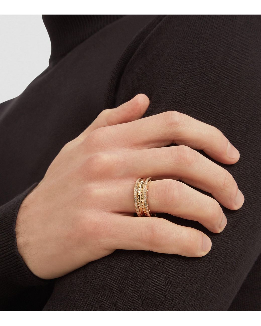 BVLGARI Metallic And Diamond B.Zero1 Rock Two-Band Ring