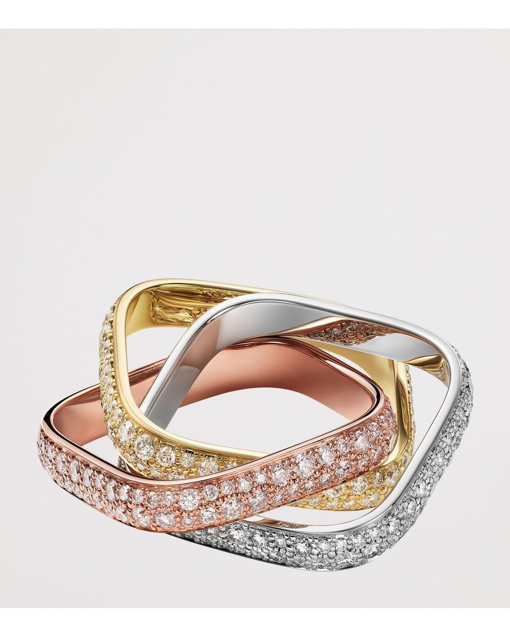 Cartier Metallic Mixed And Diamond Classic Trinity Cushion Ring