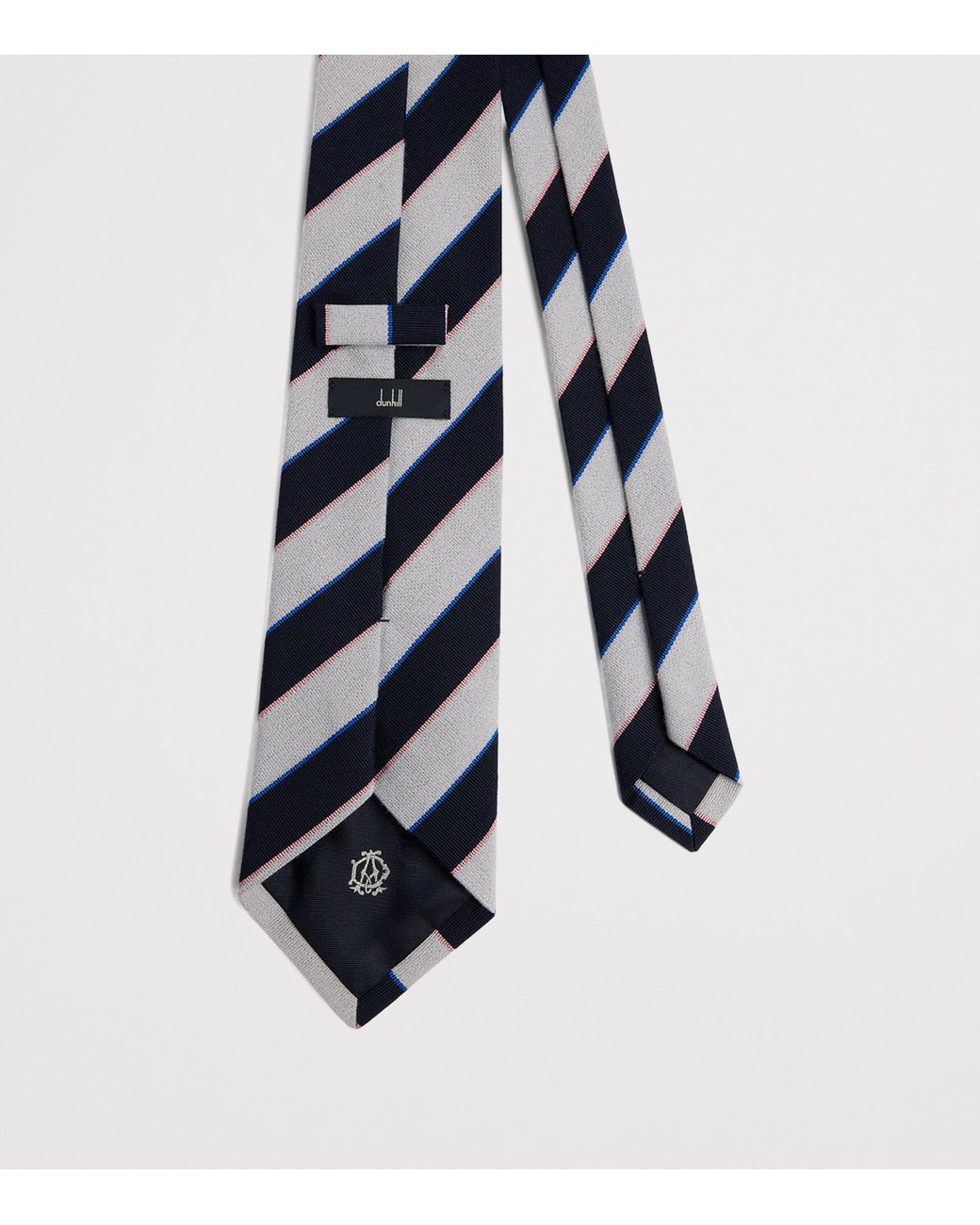 Dunhill Blue Wool-Mulberry Silk Stripe Tie for men