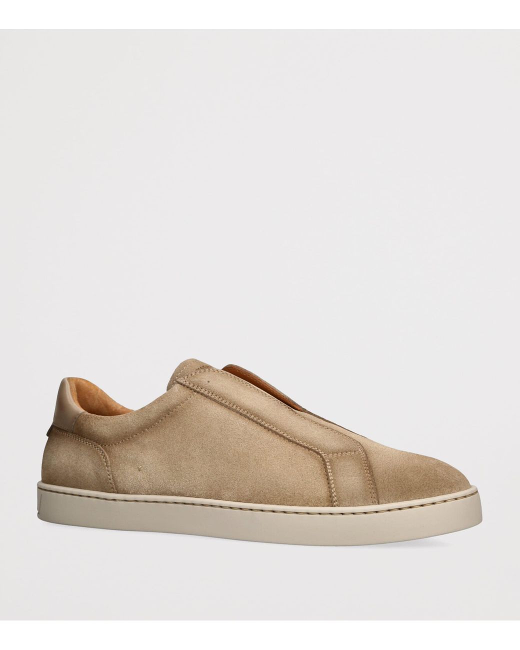 Magnanni Shoes Brown Leather Slip-On Sneakers for men