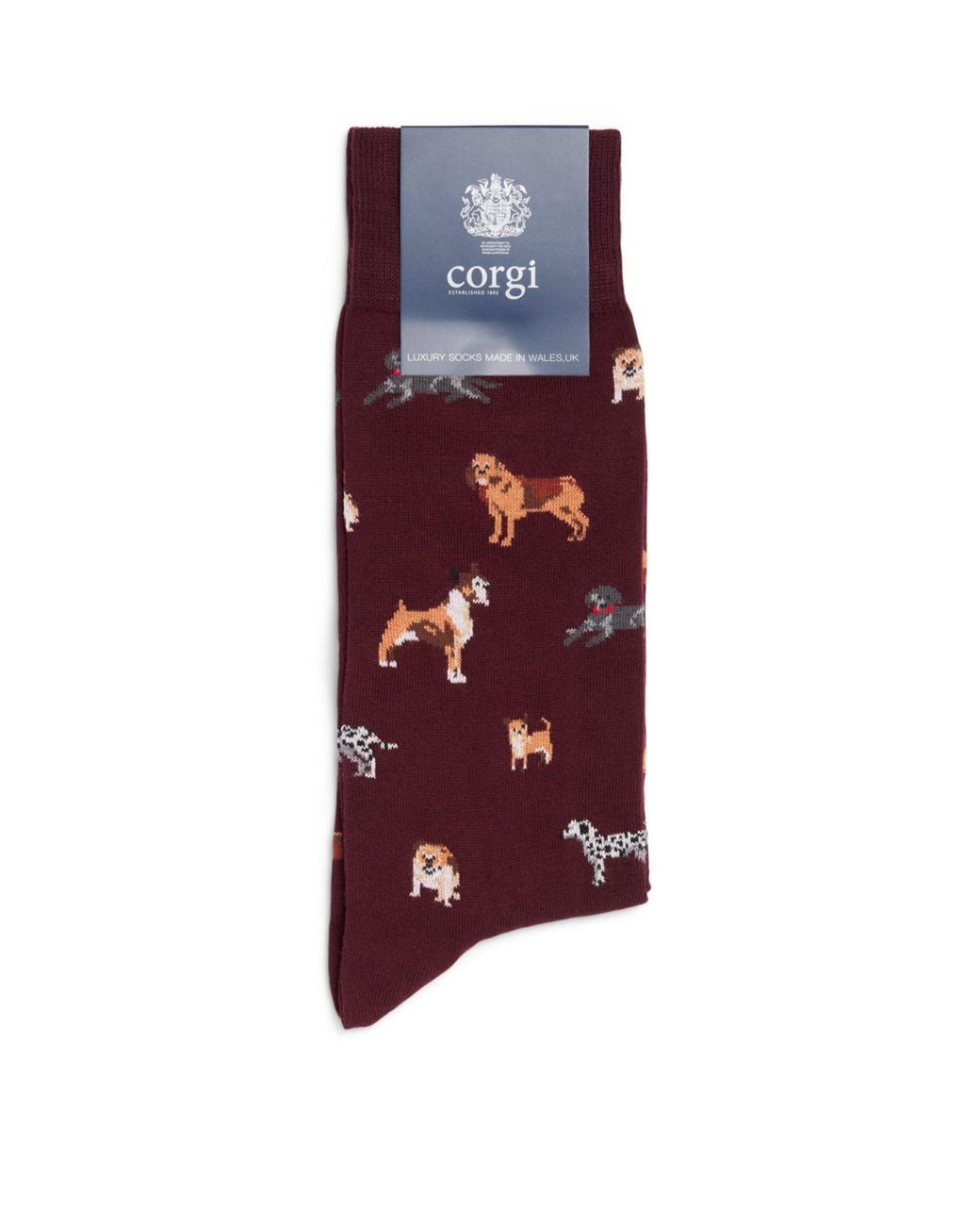 Corgi Red Jacquard Dog Socks for men