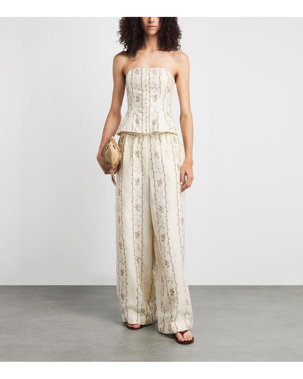 Agua Bendita Natural Linen Tota Navente Wide Trousers