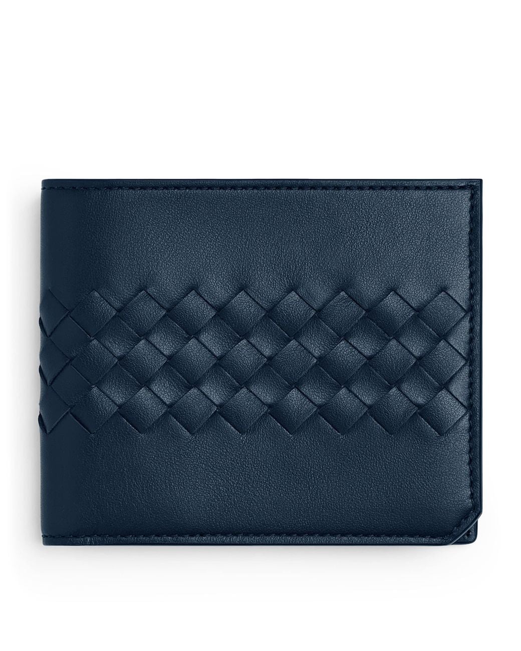 Bottega Veneta Blue Leather Intrecciato Avenue Bifold Wallet for men