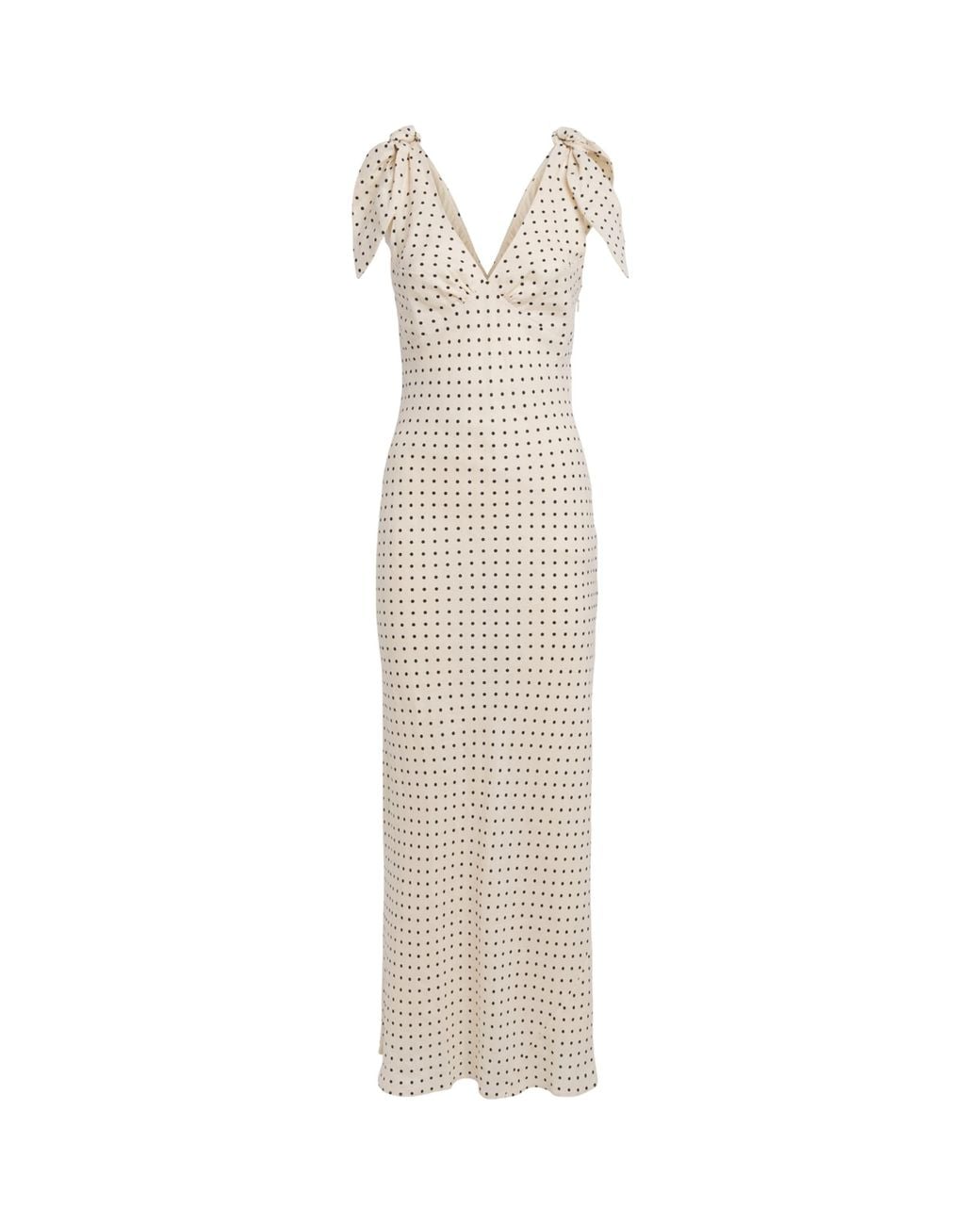 Faithfull The Brand White Linen Polka-Dot Solana Maxi Dress