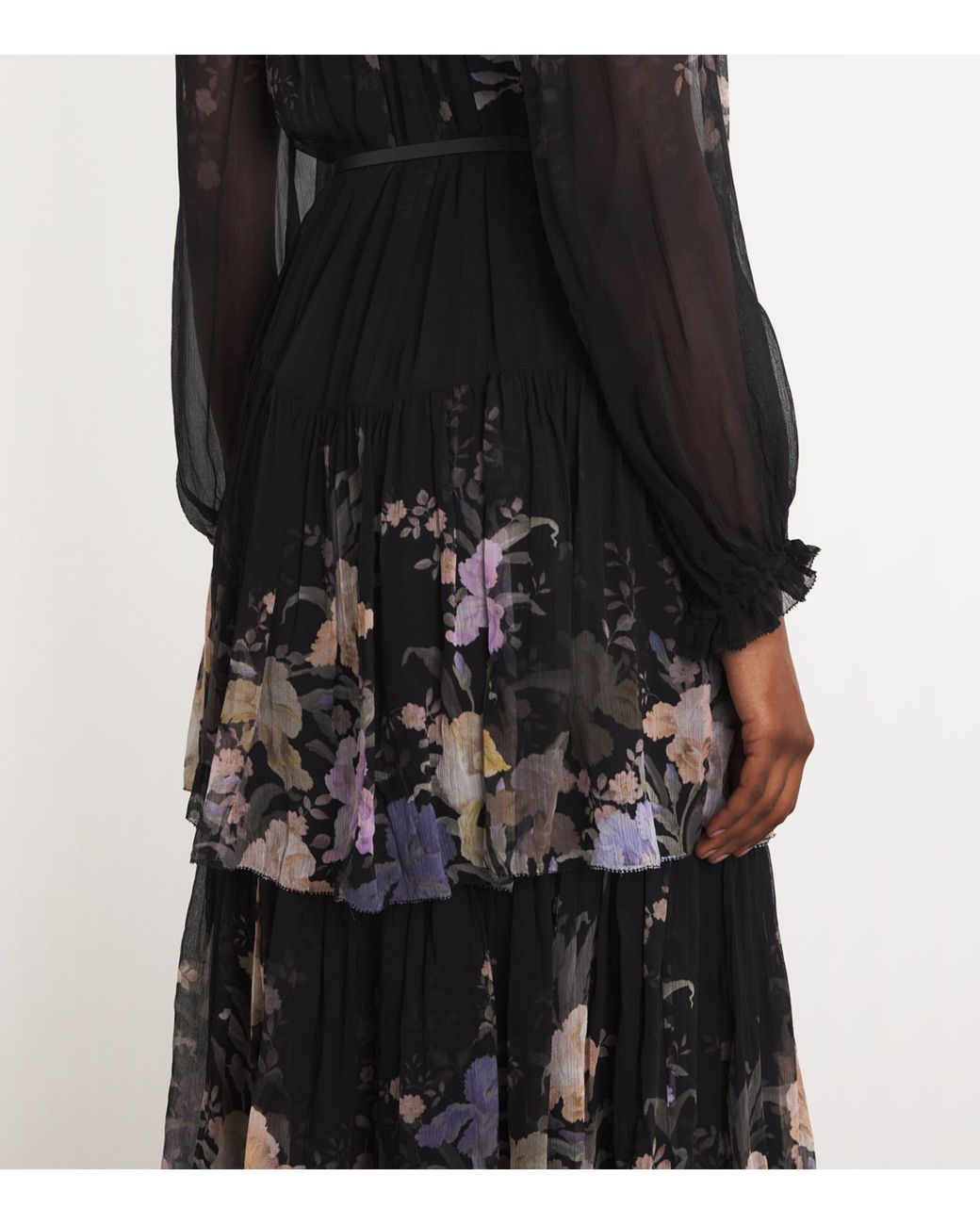 knee length dresses for ladies Zimmermann Eden Handkerchief Dress, Black Inca Lily, Size 3 main image 1