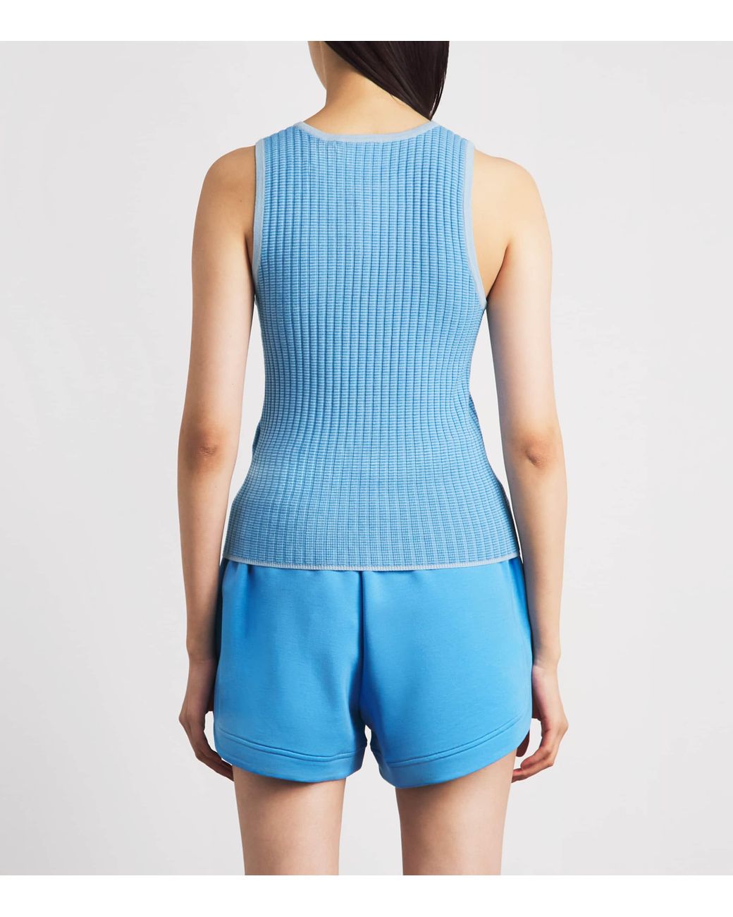 Varley Blue Rib-Knit Hanson Tank Top