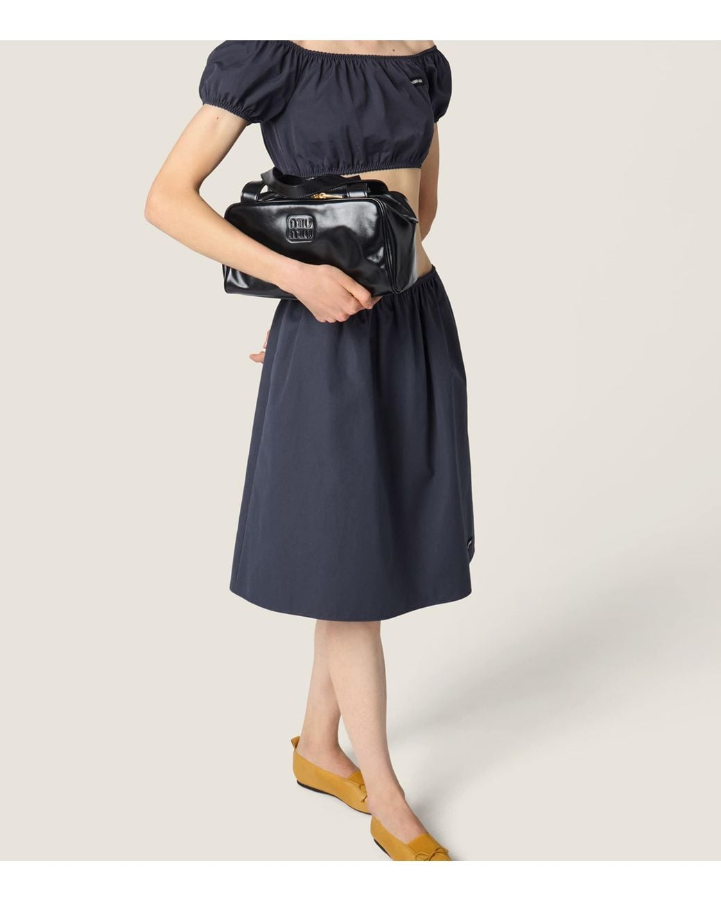 Miu Miu Blue Cotton Poplin Crop Top