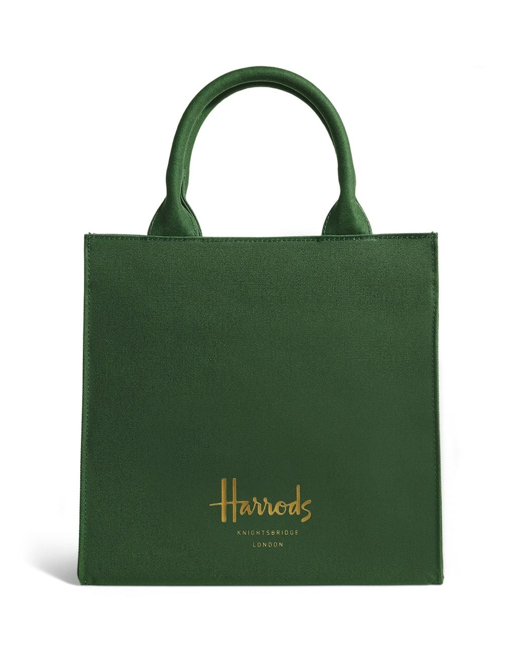 Harrods Green Small Cotton Logo Tote Bag