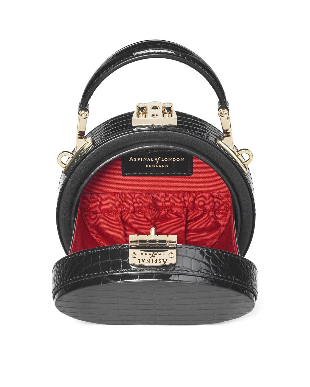 Aspinal Black Micro Hat Box Bag