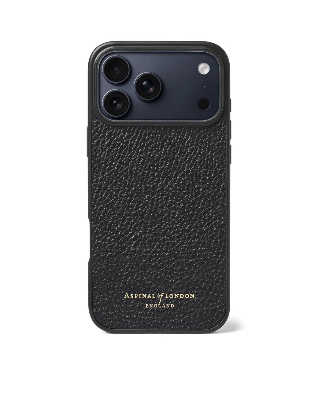 Aspinal Black Grained Leather Iphone 17 Pro Case