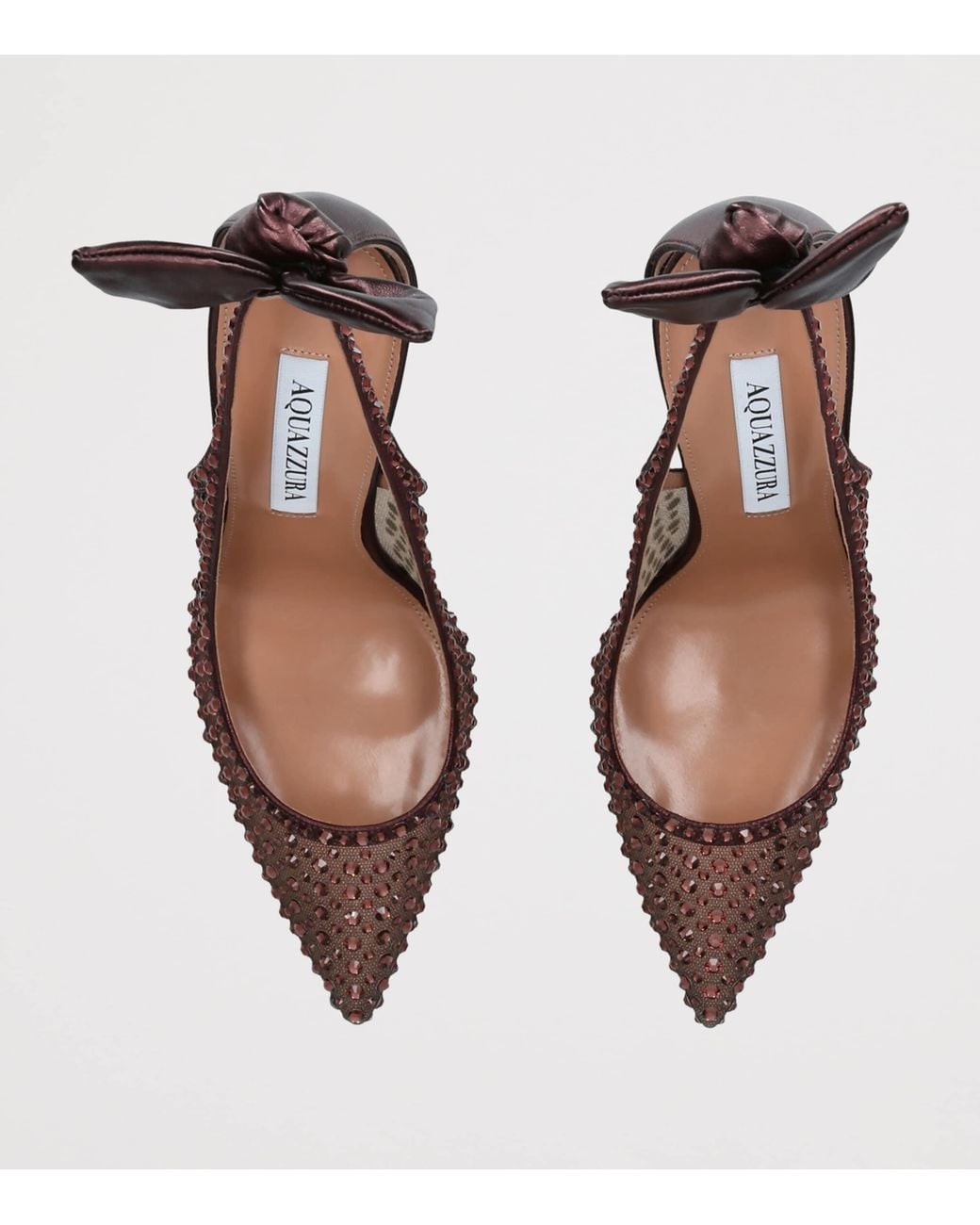 Aquazzura Brown Crystal-Embellished Bow Tie Pumps 105