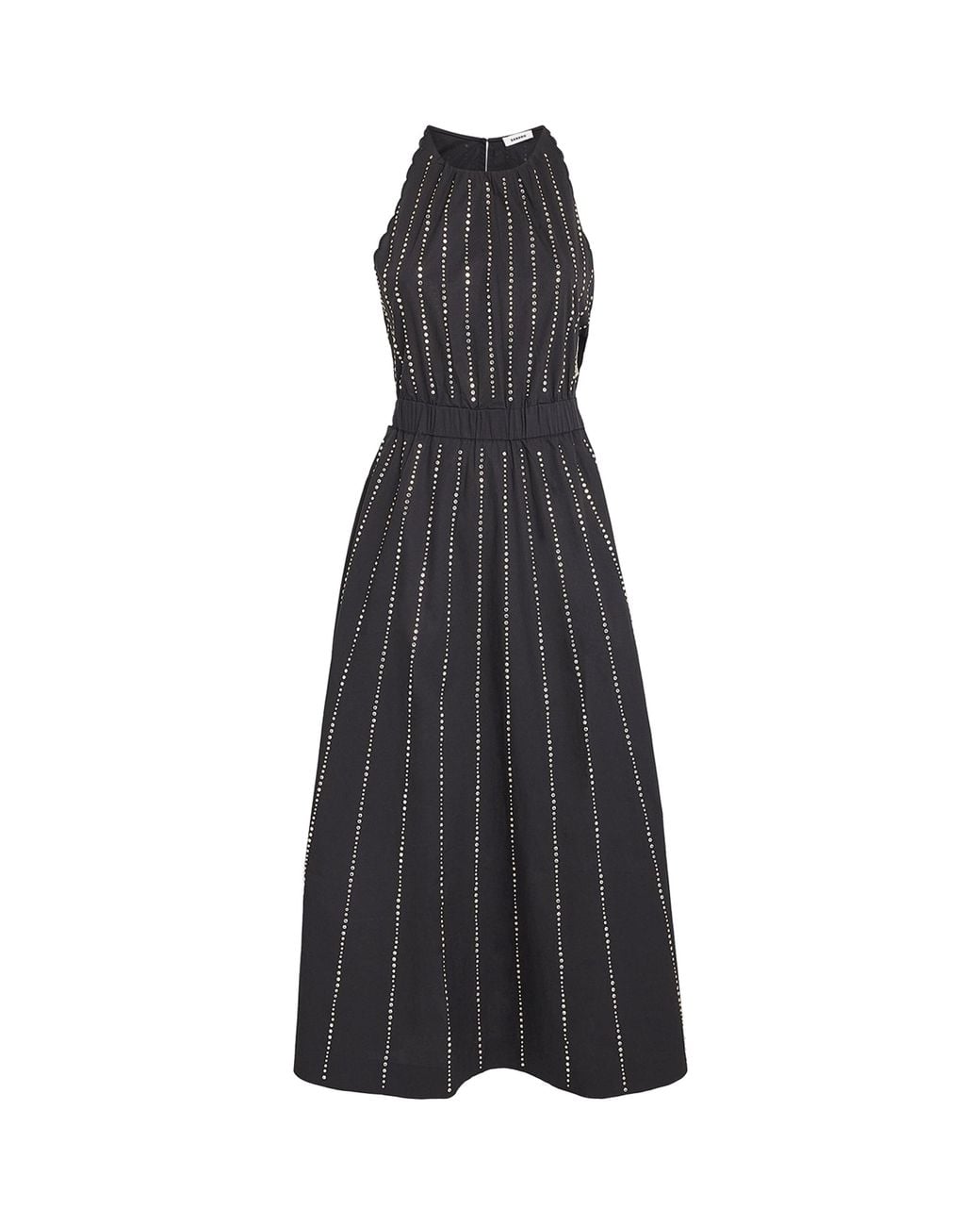 Sandro Black Cotton Embellished Maxi Dress