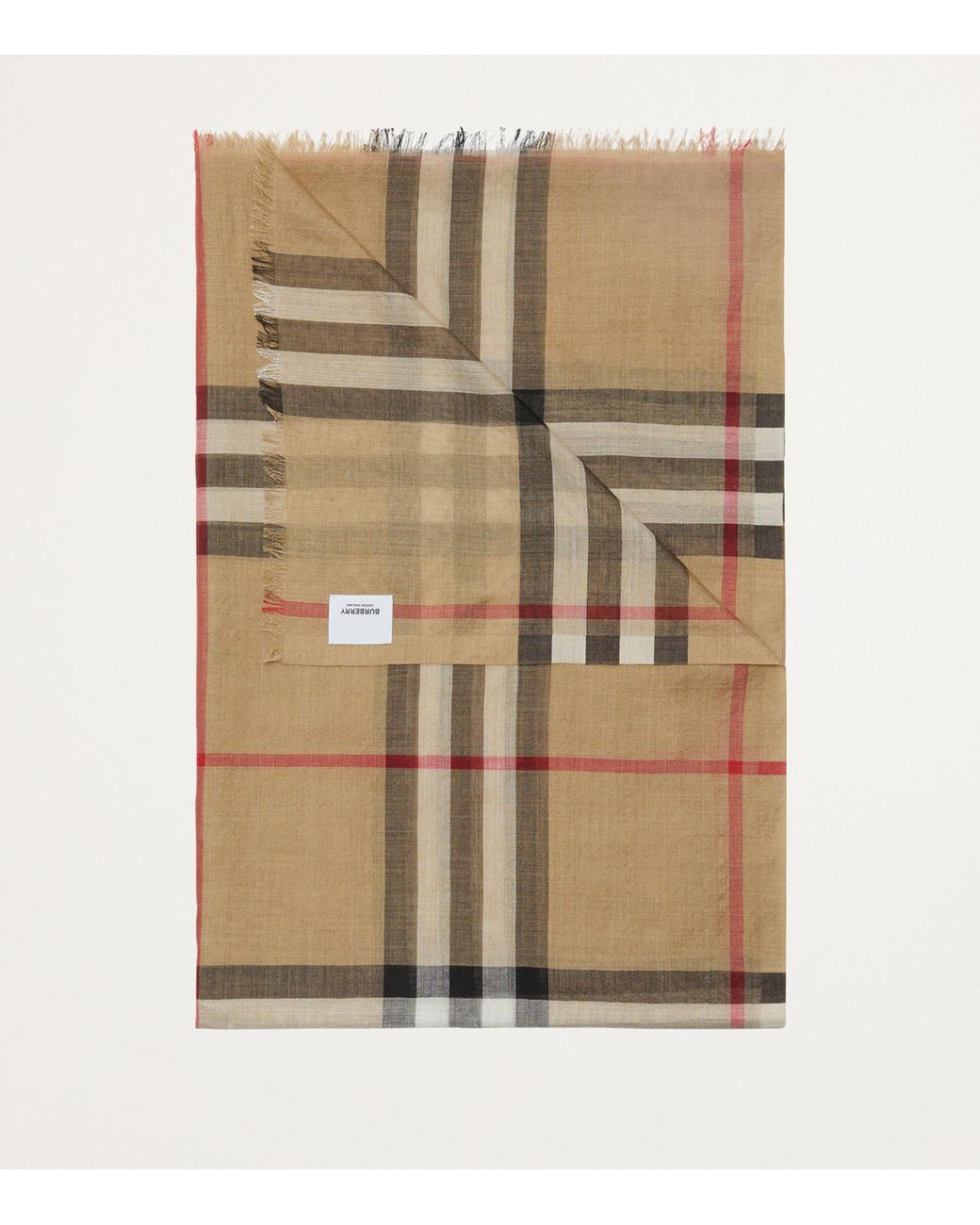 Burberry Natural Wool-Silk Check Scarf
