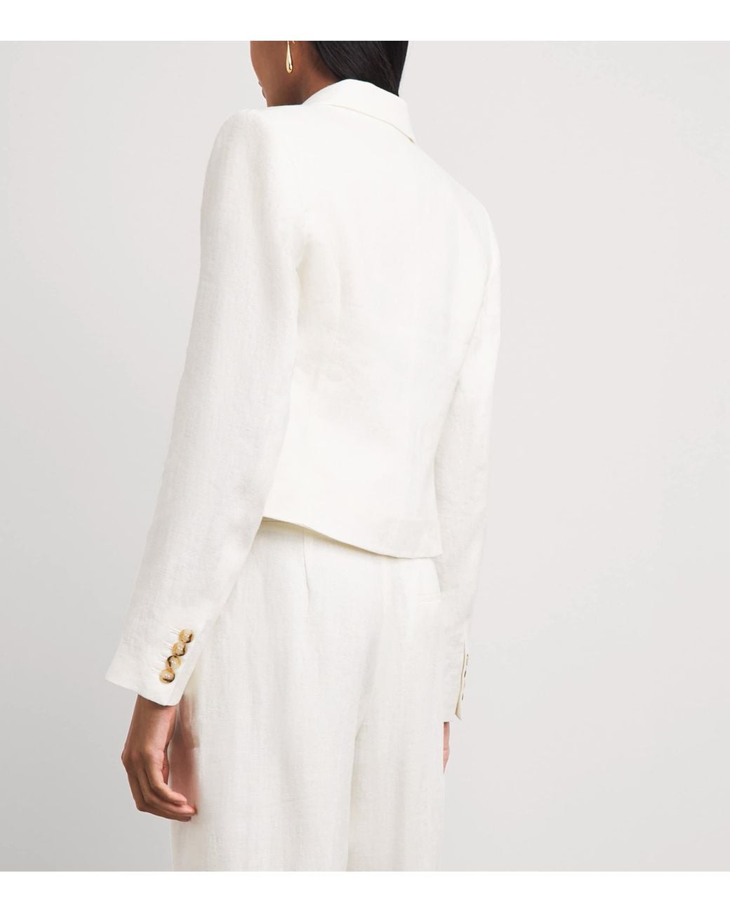 With Nothing Underneath White Linen Belgravia Cropped Blazer
