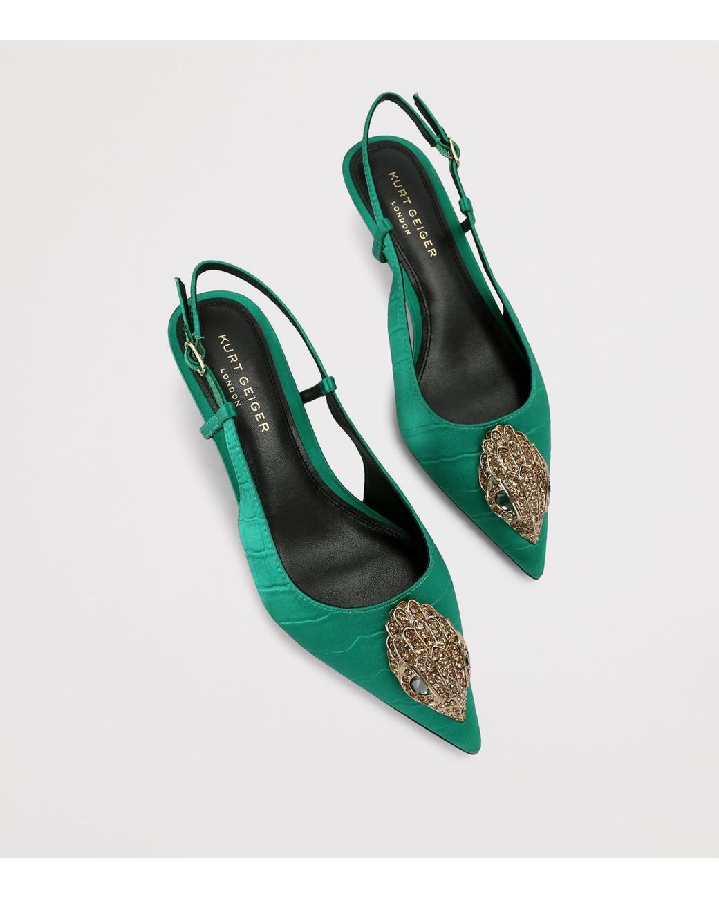 Kurt Geiger Green Satin Belsize Slingbacks