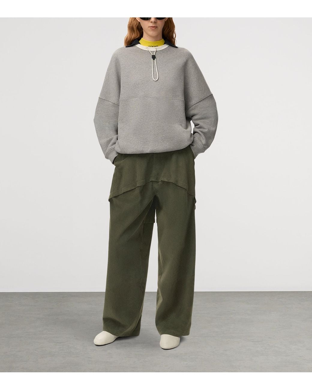 Loewe Green Suede Layered Trousers