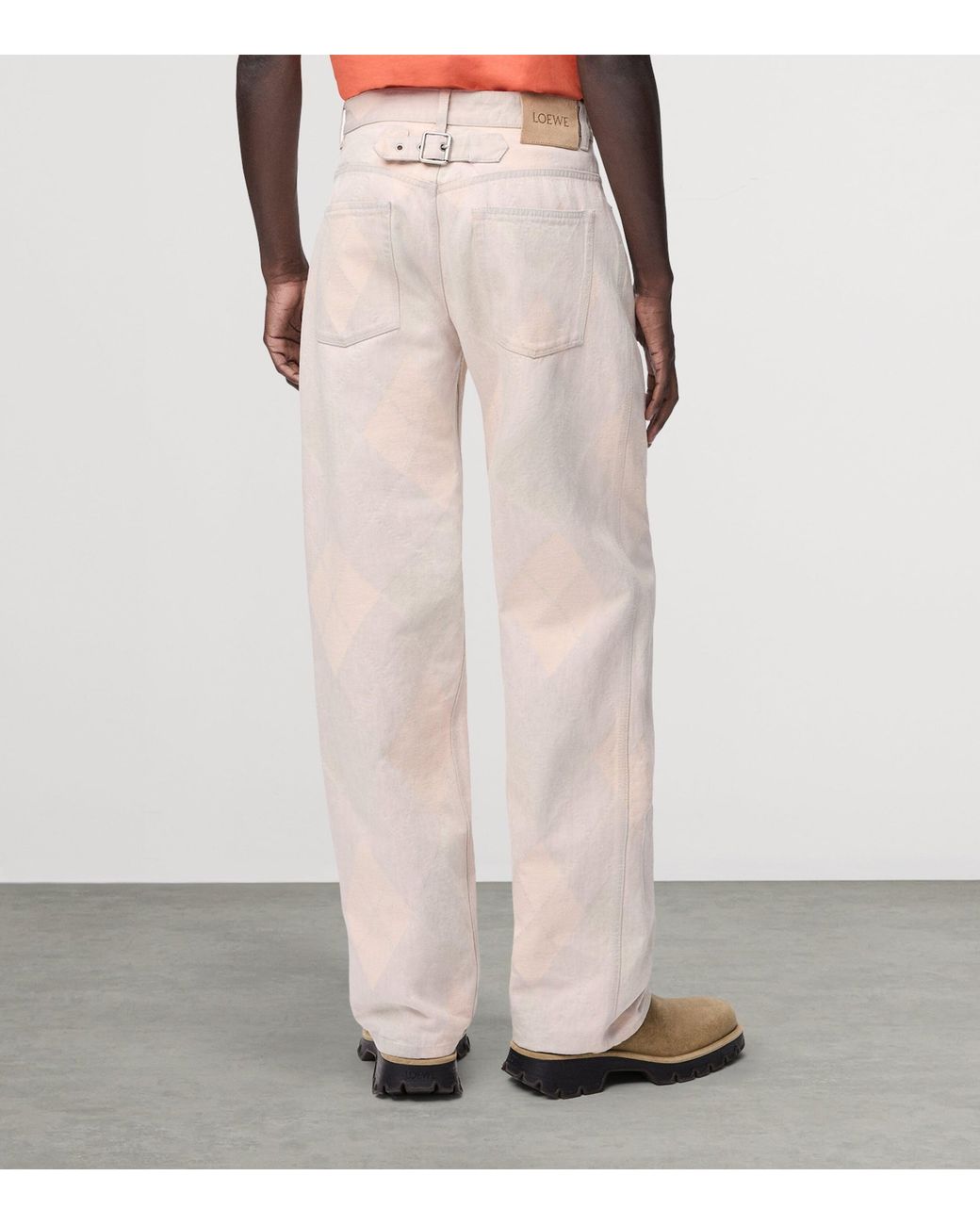 Loewe Natural Argyle-Print Jeans for men