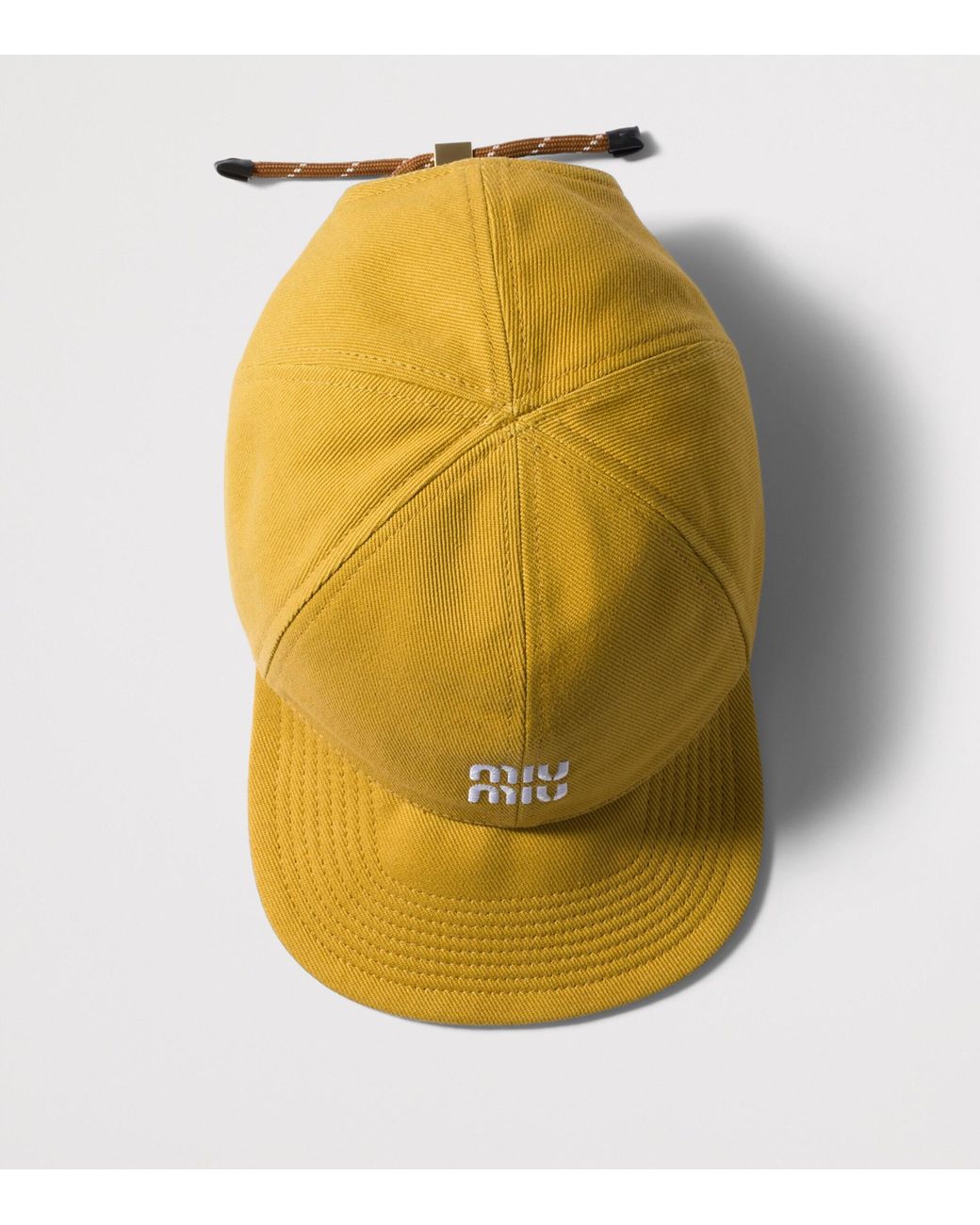 Miu Miu Yellow Cotton Cord-Detail Baseball Cap