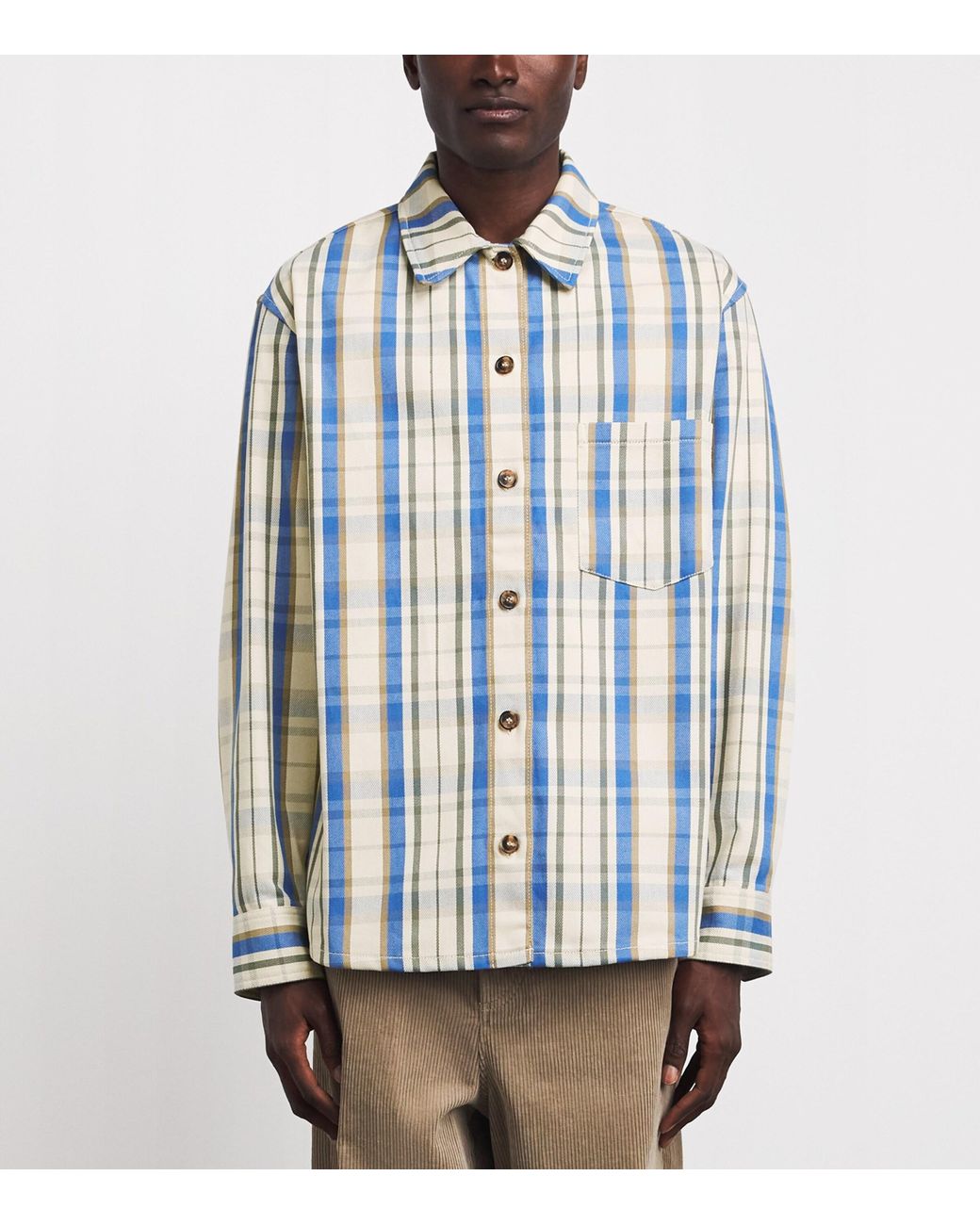 A.P.C. Blue Cotton Check Overshirt for men