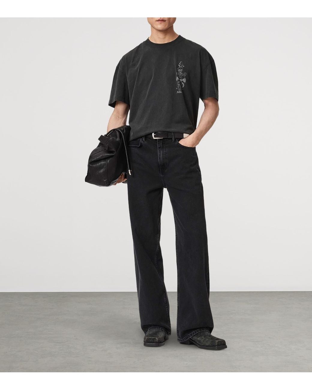 AllSaints Black Organic Cotton Ignis T-Shirt for men