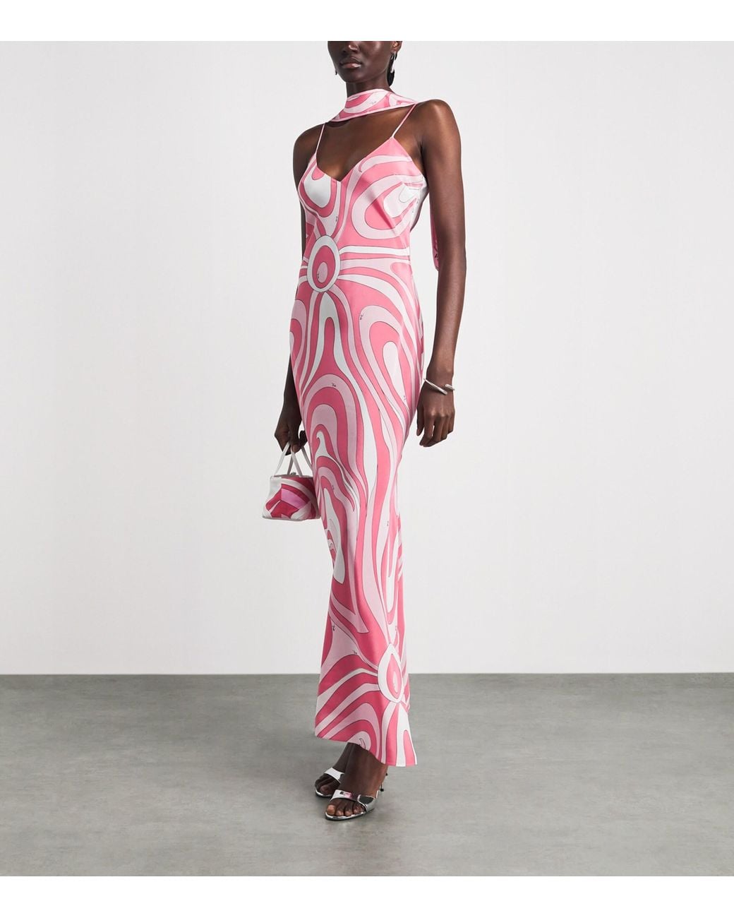 Emilio Pucci Pink Silk Printed Maxi Slip Dress